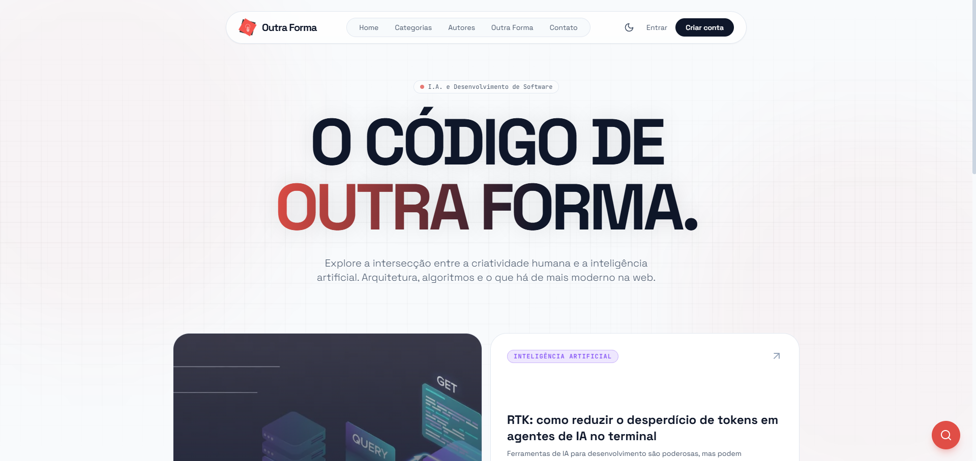 Capa do projeto Blog Outra Forma | Conteúdo Técnico sobre Desenvolvimento e Tecnologia